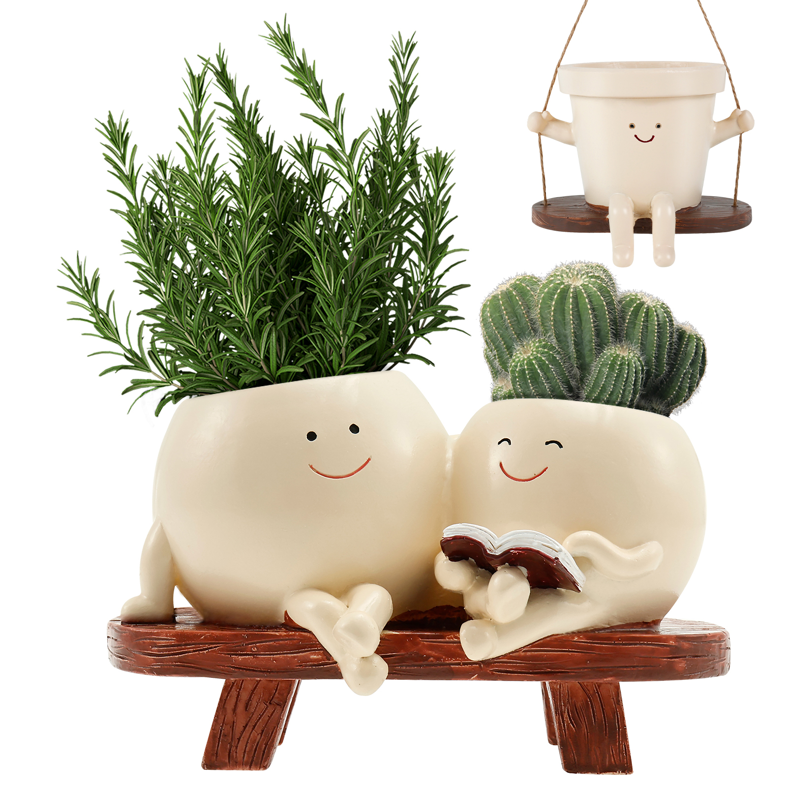 Echeveria Succulent - Smile Face Planter Resin Flower Pot