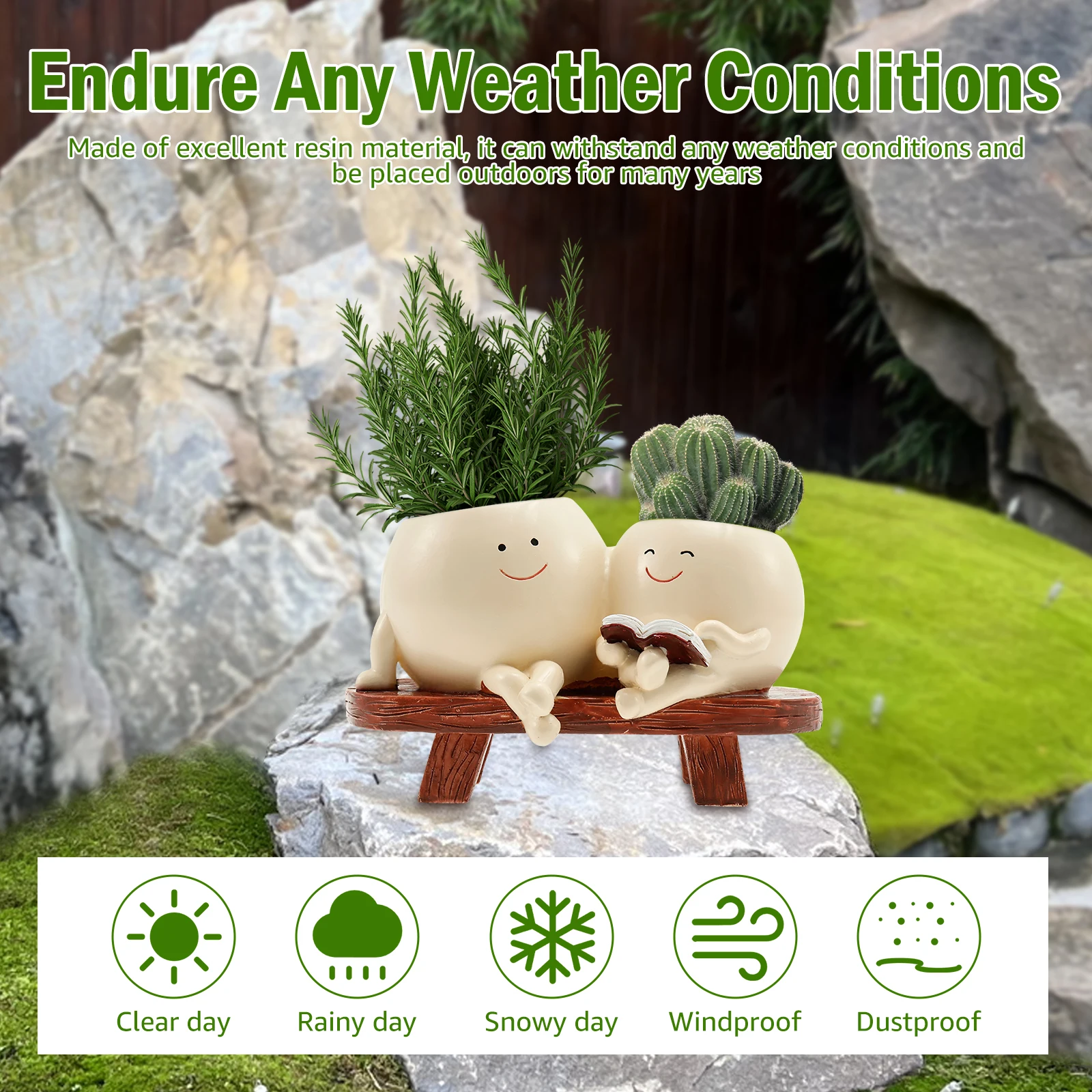 Smile Face Planter Resin Flowe - Echeveria Succulent incelemesi ve fiyatı