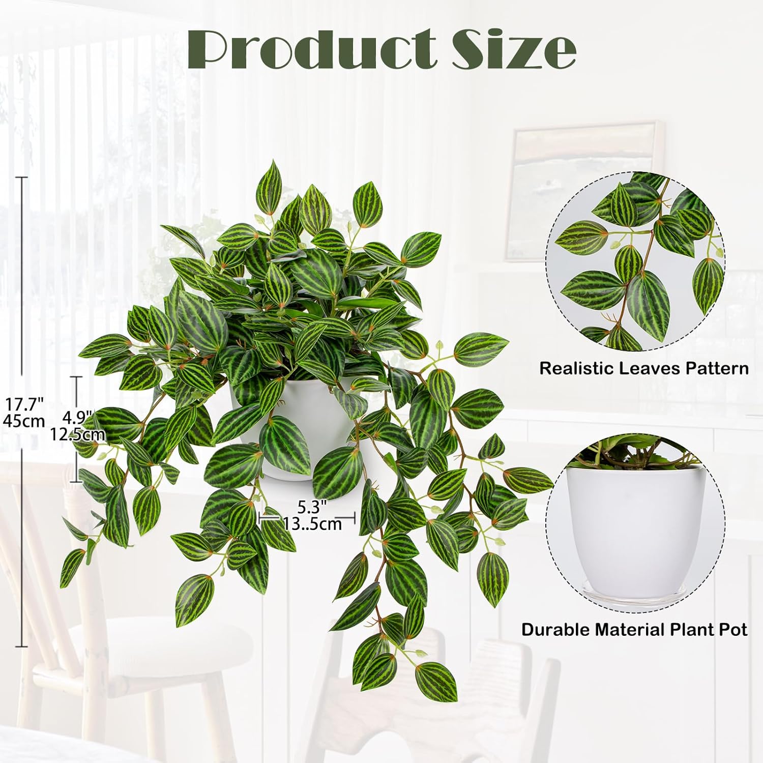 Artificial Plants Indoor Fake  - Peperomia Watermelon incelemesi ve fiyatı